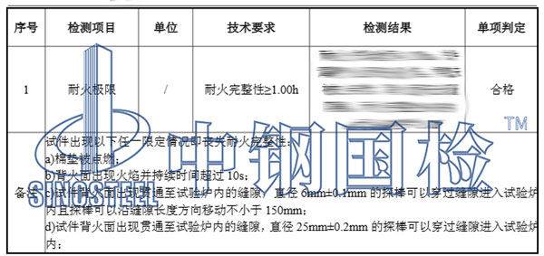 防火板检测报告结果
