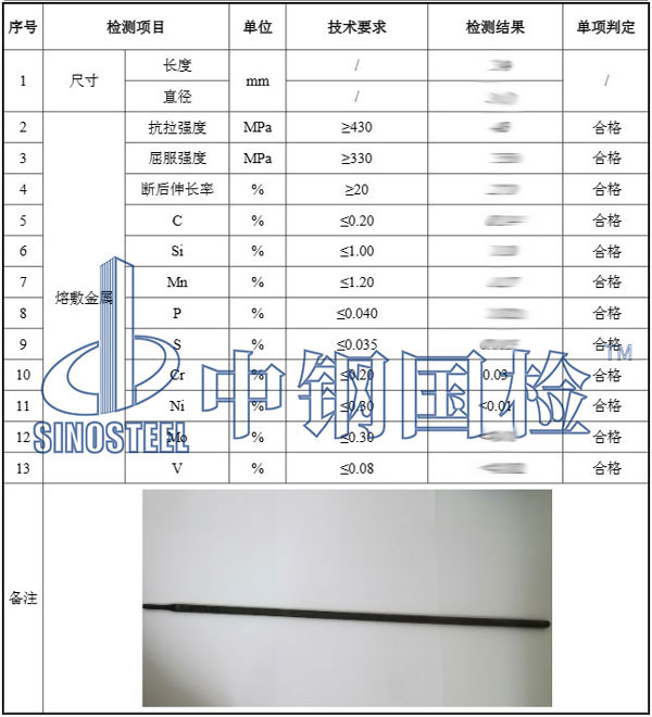 焊条检测报告结果数据