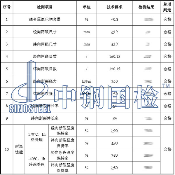 玻纤土工格栅检测项目结果