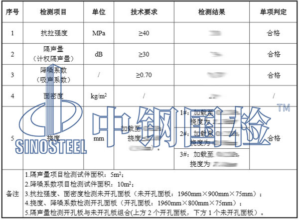 构件隔声检测结果