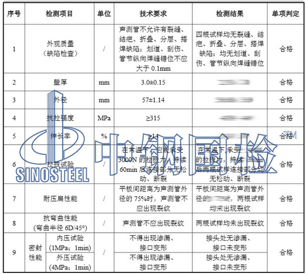 声测管检测项目结果