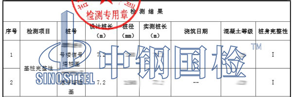 电力工程桩基检测项目结果