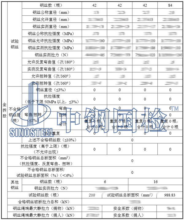 矿用钢丝绳检测项目结果