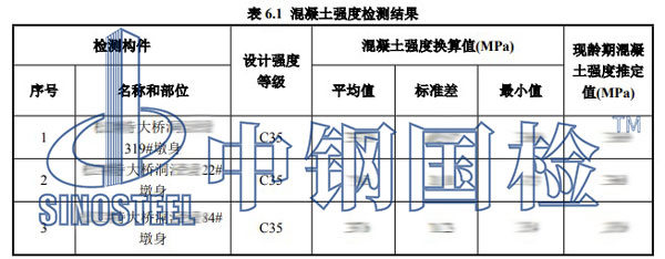 桥梁墩柱混凝土检测项目结果