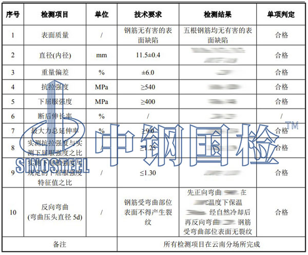 钢筋检测项目结果