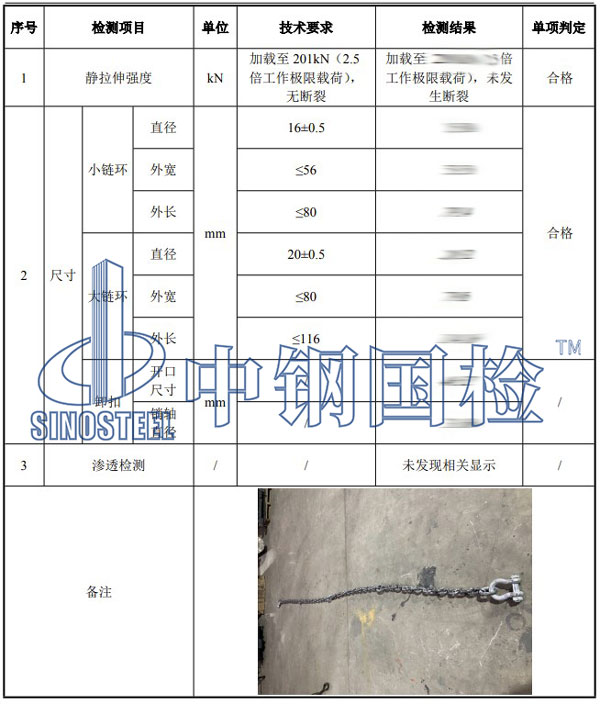 链条检测项目结果