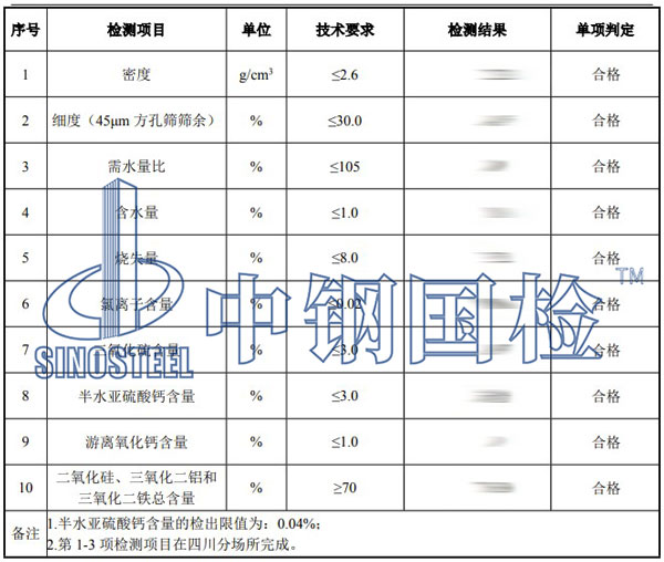 粉煤灰检测项目结果