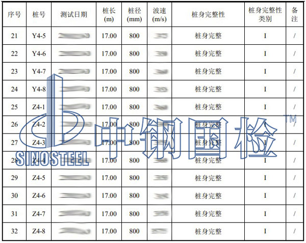 桩基检测项目结果