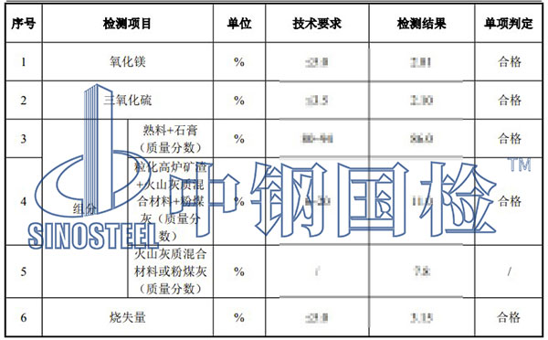 水泥组分检测项目结果