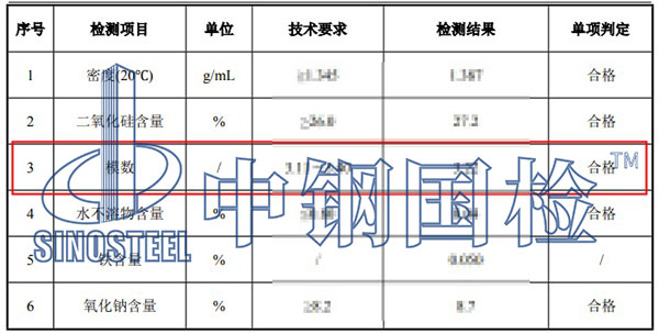 水玻璃模数检测项目结果